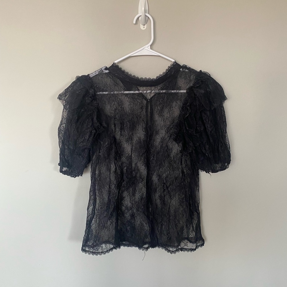 Free People Black Lace Blouse